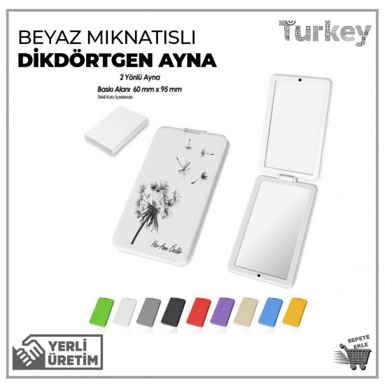 Dikdörtgen Ayna Beyaz Mıknatıslı